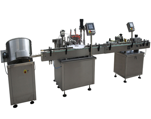 complete line for filling capping stopper labeling e liquid.
